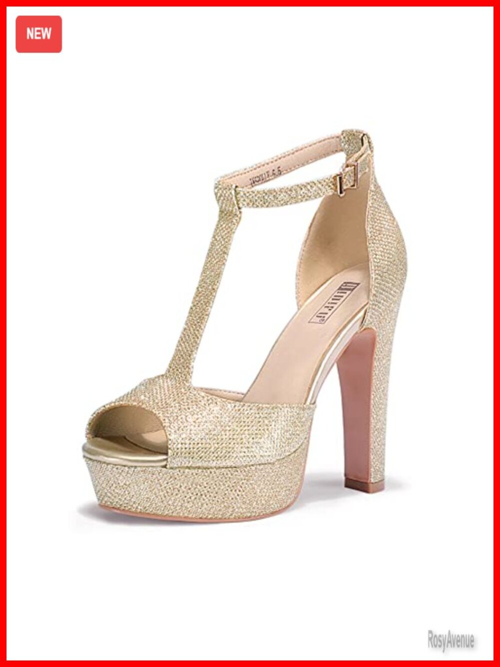 Platform Chunky High Heels T-Strap Peep Toe Block Sandals